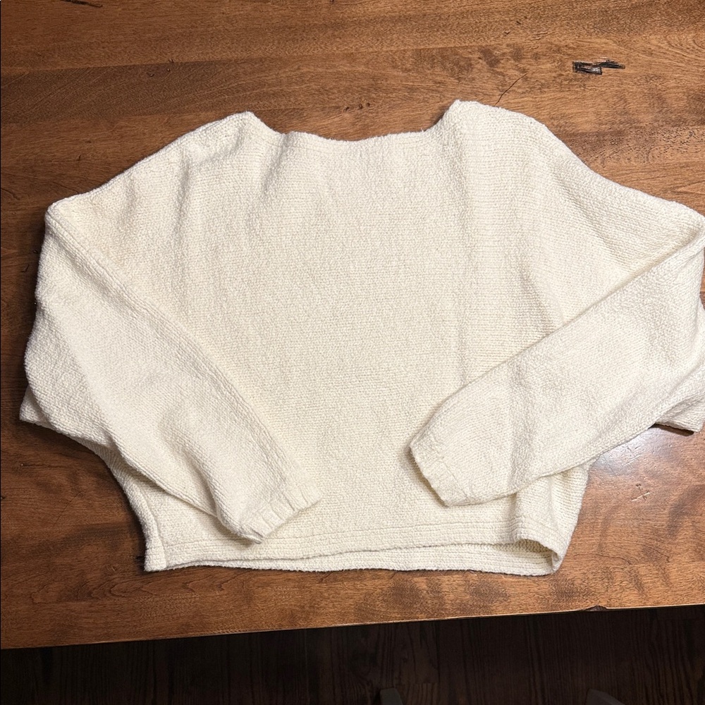 Abercrombie & Fitch Cozy Boatneck Cropped Cream Women's Sweater